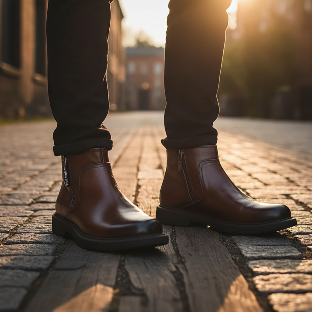 Victor | Men's Leather Zip Up Chelsea Boots