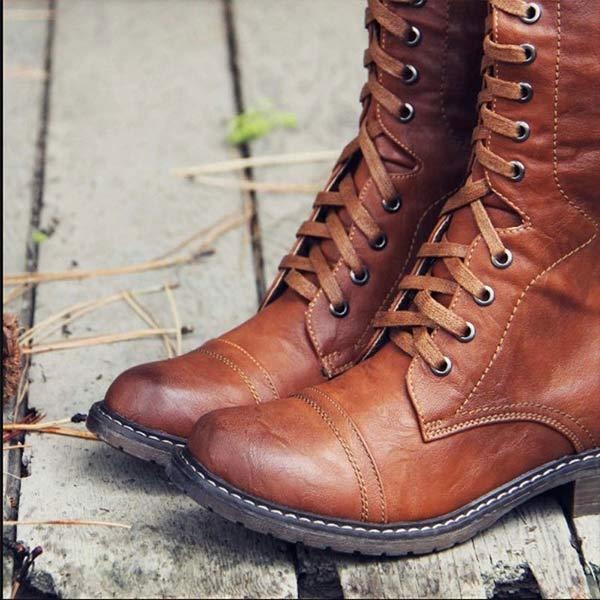 Fia | Women's Knee High Lace Up Boots with Buckle