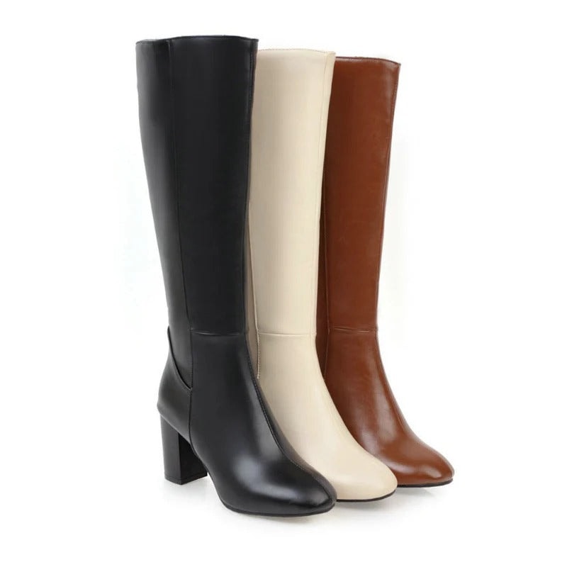 Knee-high Women's Boots with Heel - Sienna-Black-3.0-Nora Luxe