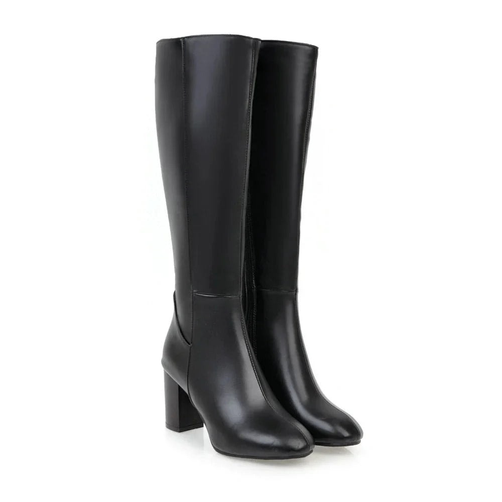 Knee-high Women's Boots with Heel - Sienna-Black-3.0-Nora Luxe
