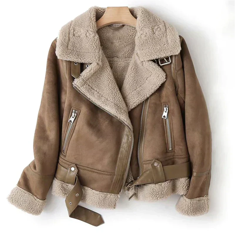 Quincy | Women's Faux Fur Lined Suede Biker Jacket