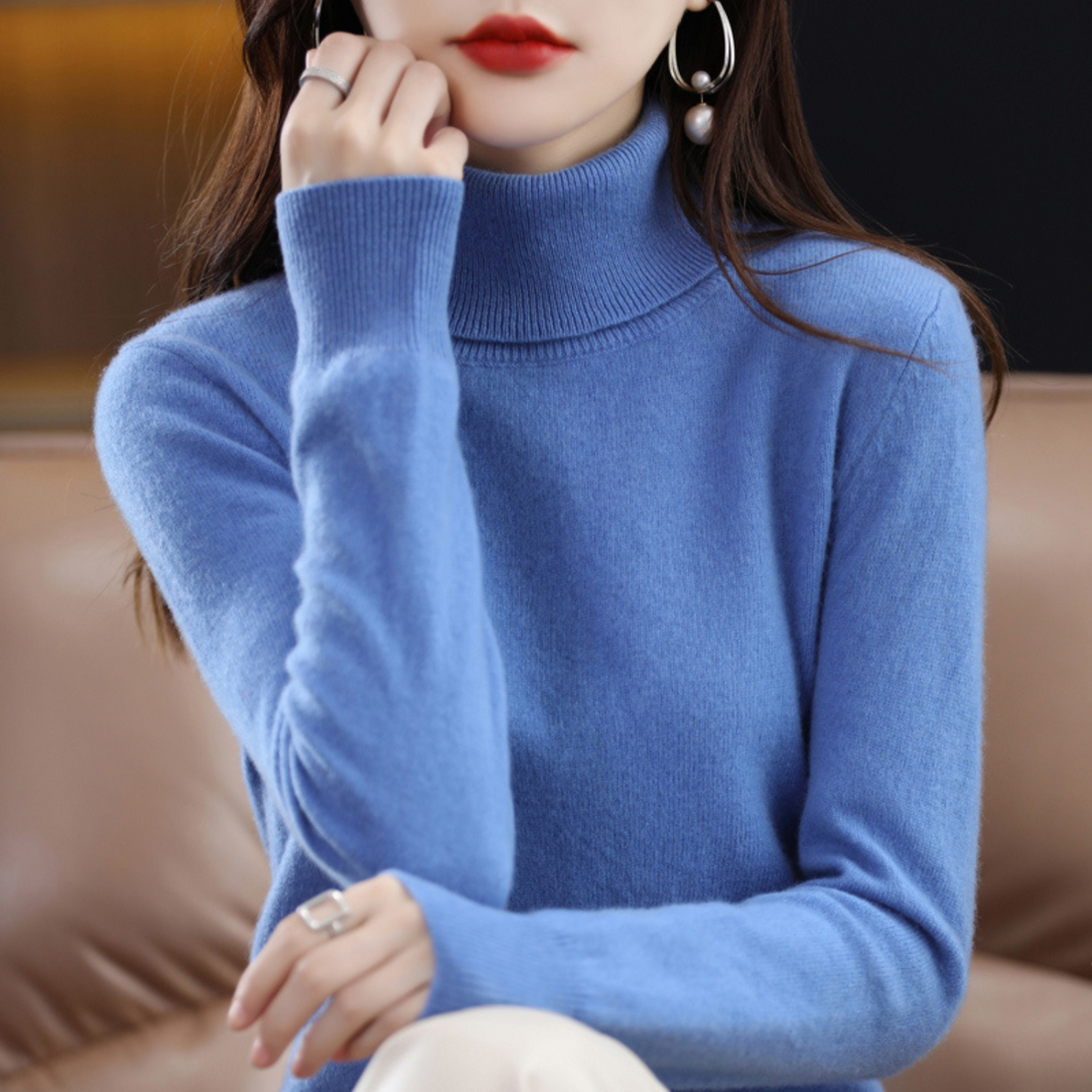 Luxury Cashmere Ladies Turtleneck - Elena-Black-S-Nora Luxe