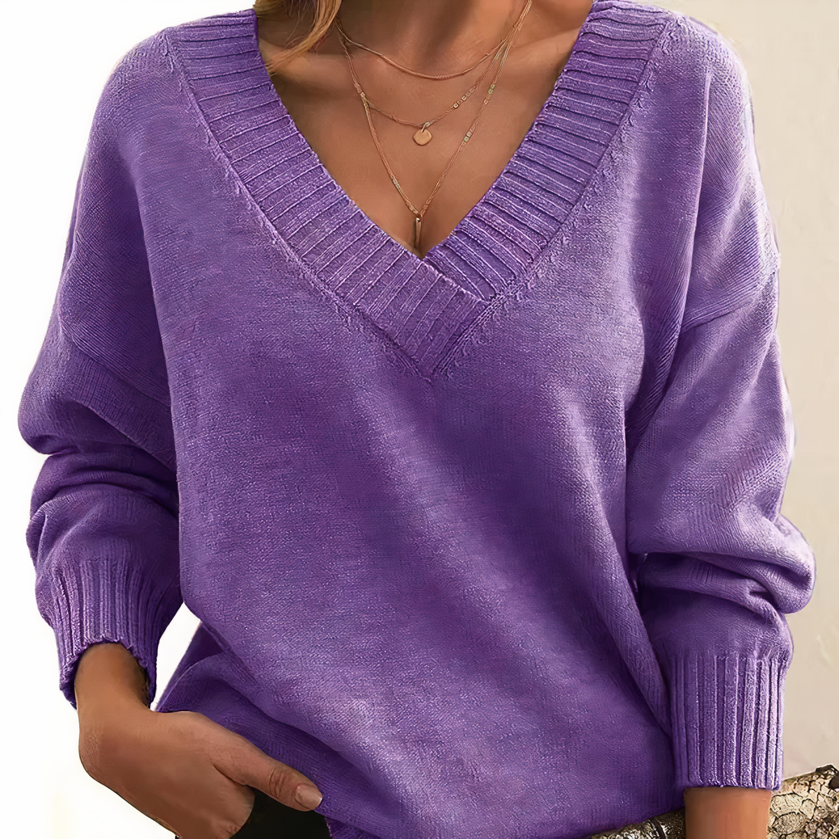 Luxury Cashmere Sweater - Isabella-Purple-S-Nora Luxe
