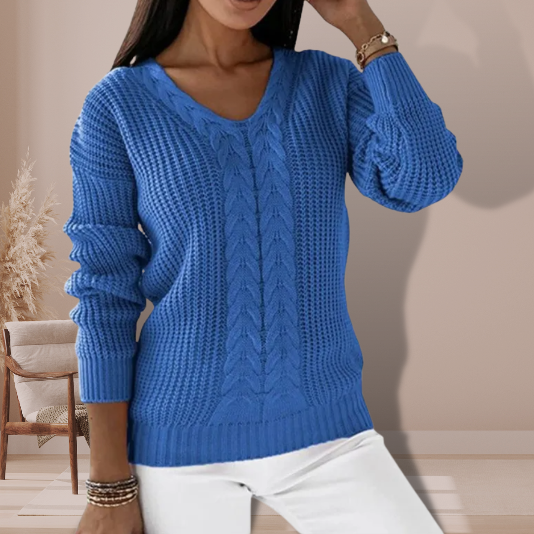 Luxury Knitted Ladies' Sweater - Vivienne-Blue-S-Nora Luxe