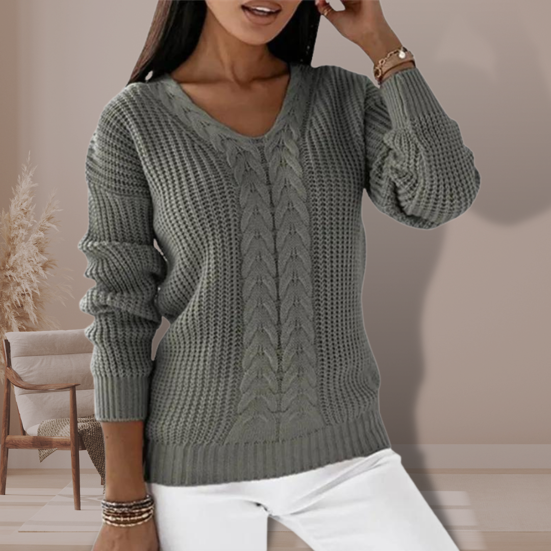 Luxury Knitted Ladies' Sweater - Vivienne-Gray-S-Nora Luxe