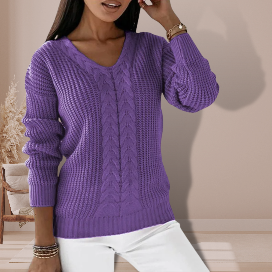Luxury Knitted Ladies' Sweater - Vivienne-Purple-S-Nora Luxe