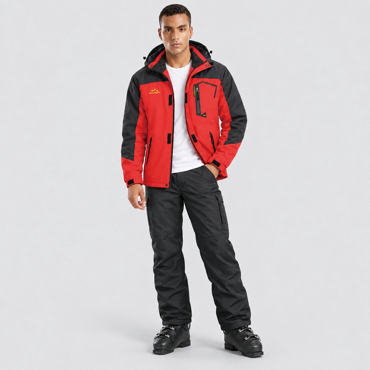 Red MAGCOMSEN Men's Water-Repellent Winter Ski Jacket with Fleece Lining in #Color_Red