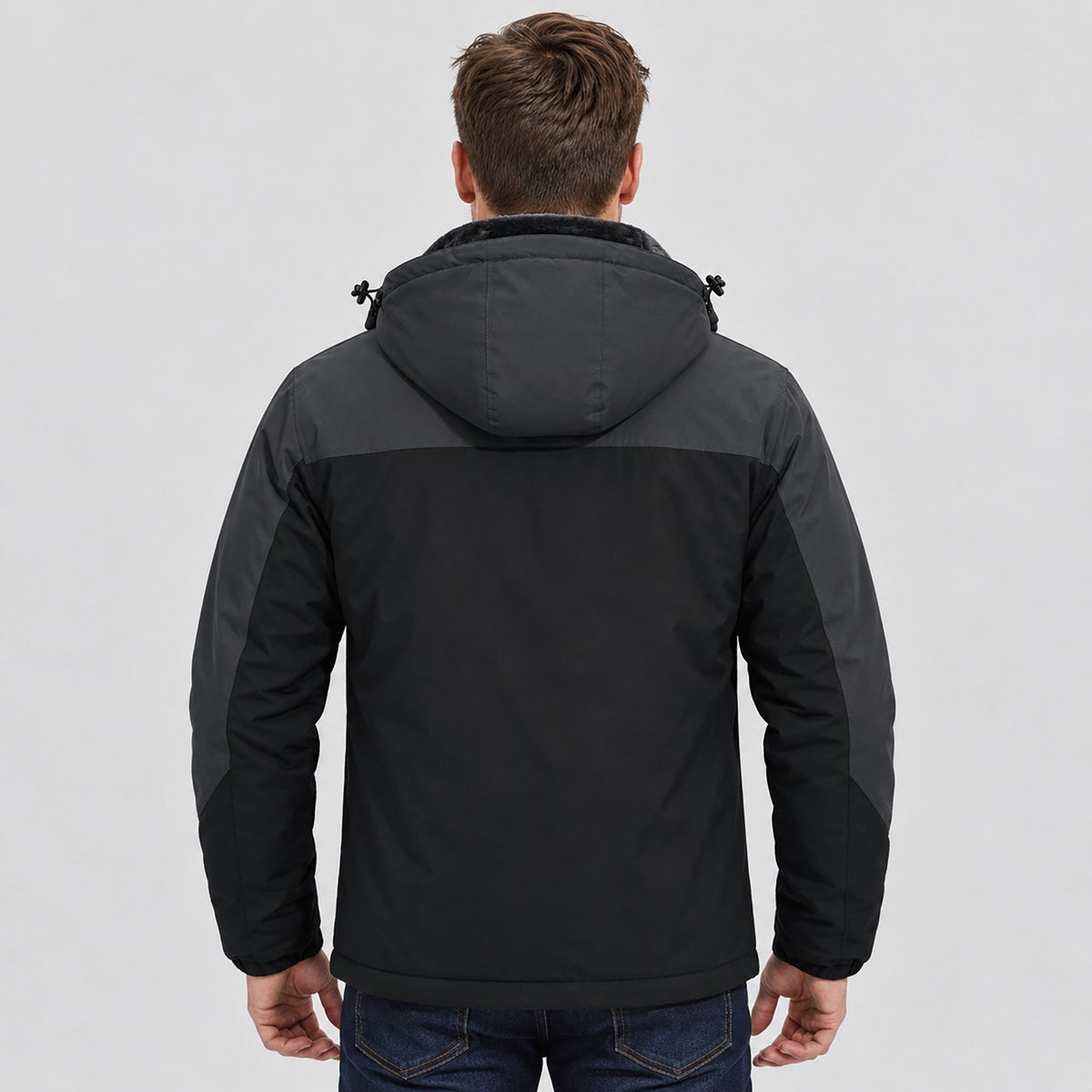Black Grey MAGCOMSEN Men's Water-Repellent Winter Ski Jacket with Fleece Lining in #Color_Black Grey