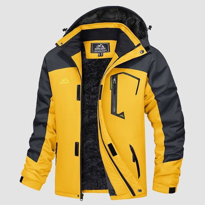 Yellow MAGCOMSEN Men's Water-Repellent Winter Ski Jacket with Fleece Lining in #Color_Yellow