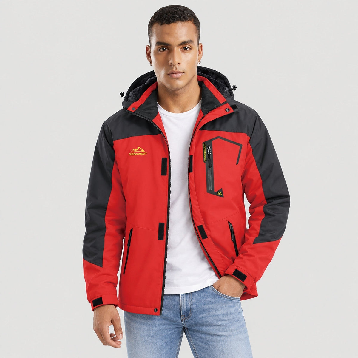 Red MAGCOMSEN Men's Water-Repellent Winter Ski Jacket with Fleece Lining in #Color_Red