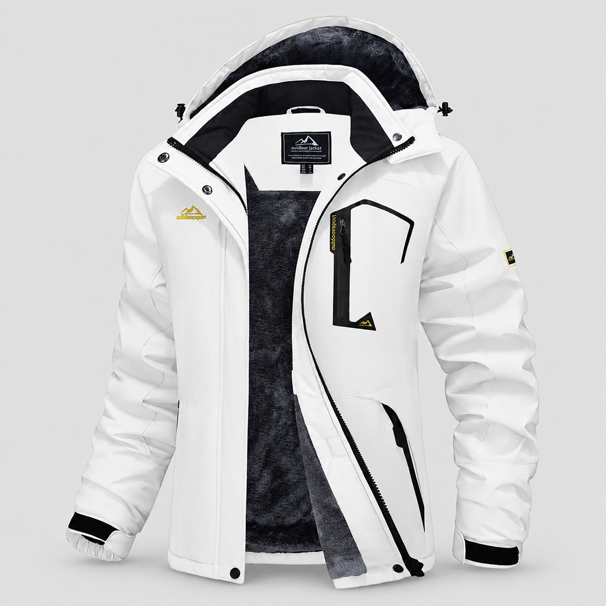 White MAGCOMSEN Women's Water-Resistant Fleece Ski Jacket with 4 Pockets in #Color_White