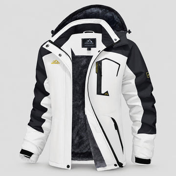 White Black MAGCOMSEN Women's Water-Resistant Fleece Ski Jacket with 4 Pockets in #Color_White Black