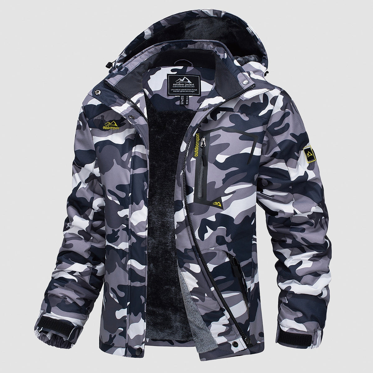 Grey Camo MAGCOMSEN Women's Water-Resistant Fleece Ski Jacket with 4 Pockets in #Color_Grey Camo