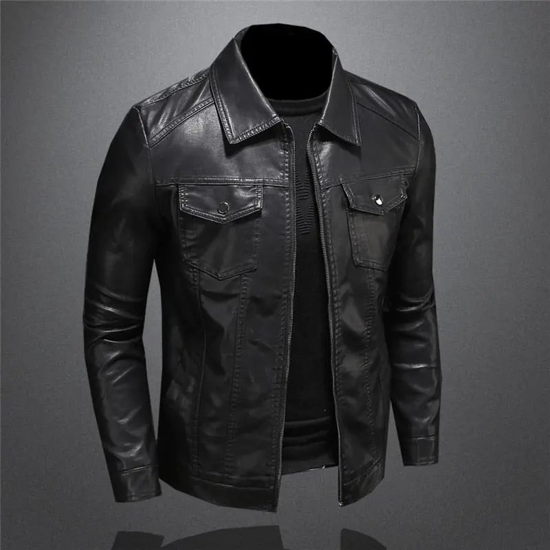 Harrington Oxford | Men's Leather Jacket - Classic Black Design Harrington Oxford