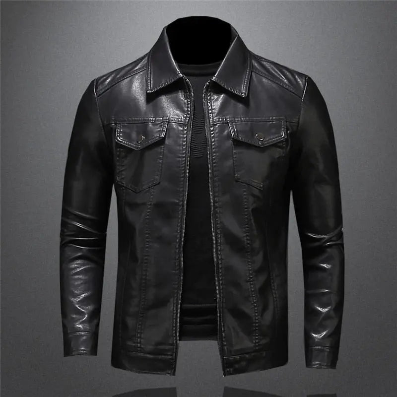 Harrington Oxford | Men's Leather Jacket - Classic Black Design Harrington Oxford