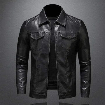 Harrington Oxford | Men's Leather Jacket - Classic Black Design Harrington Oxford