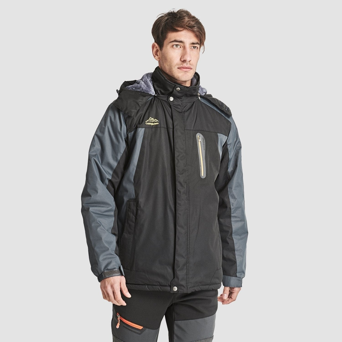 Black Grey MAGCOMSEN Men's Water-Resistant Ski Jacket - Warm Fleece Winter in #Color_Black Grey