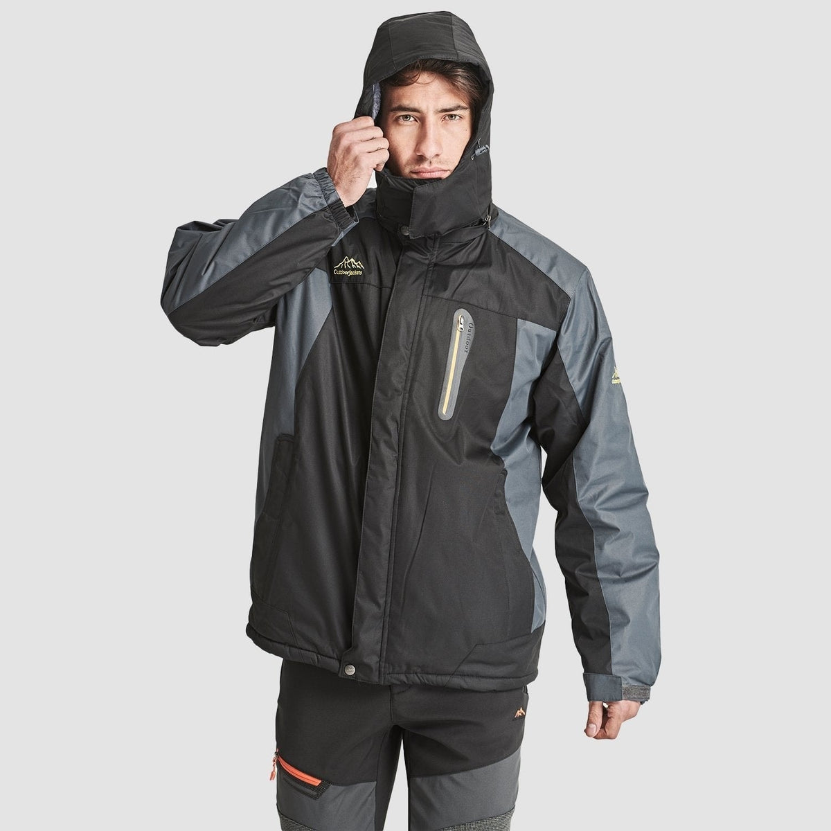 Black Grey MAGCOMSEN Men's Water-Resistant Ski Jacket - Warm Fleece Winter in #Color_Black Grey