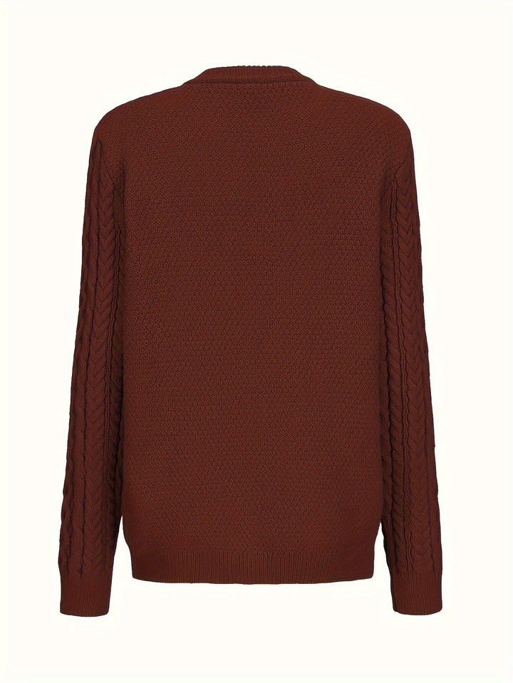 Plain Knitted Cardigan with Button Closure and Pockets - Olivia