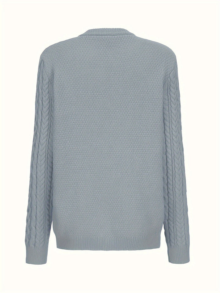 Plain Knitted Cardigan with Button Closure and Pockets - Olivia