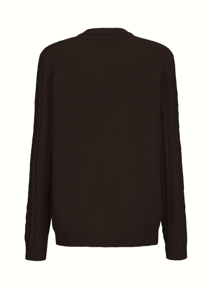 Plain Knitted Cardigan with Button Closure and Pockets - Olivia