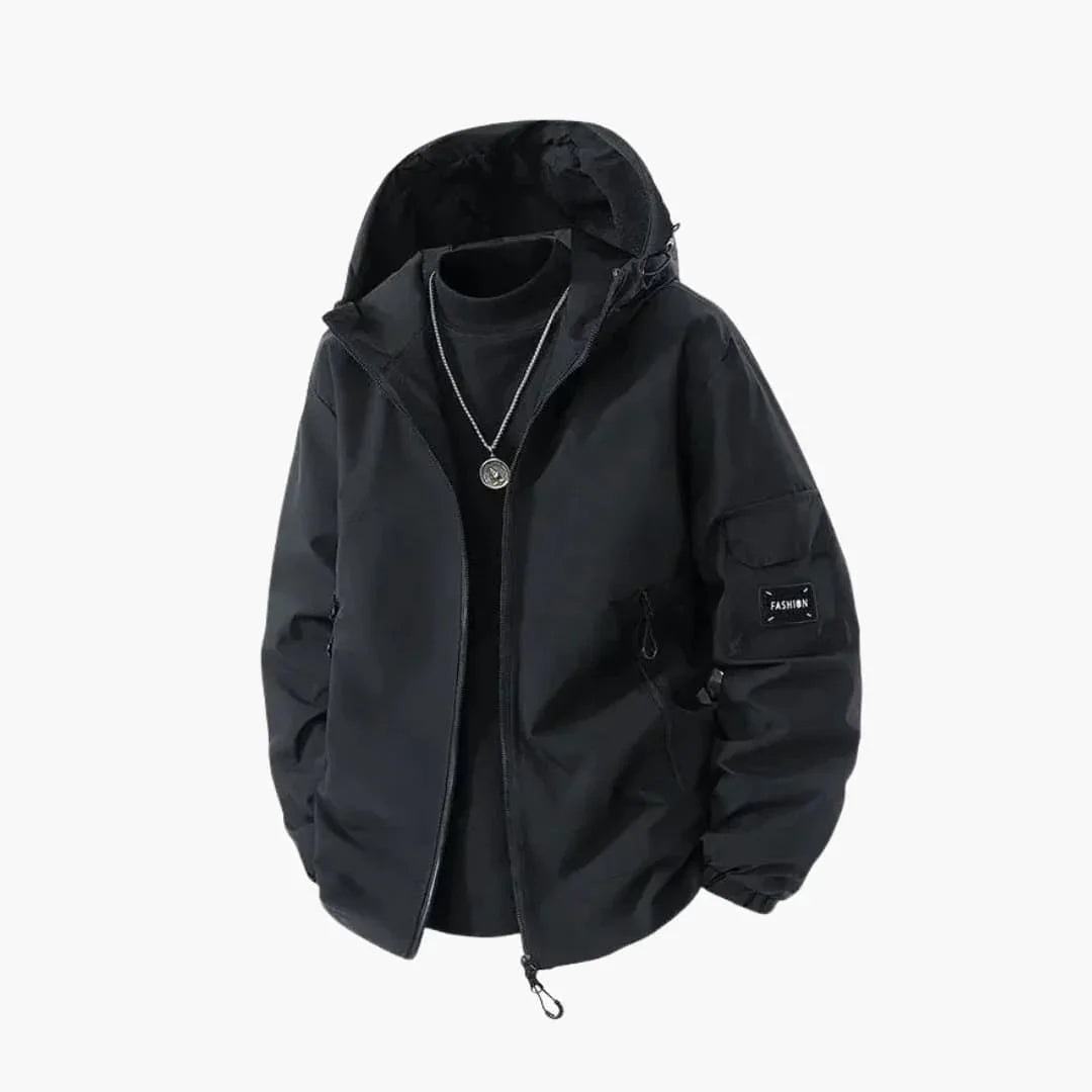 Men's Drawstring-Hood Zip-Front Ski Jacket