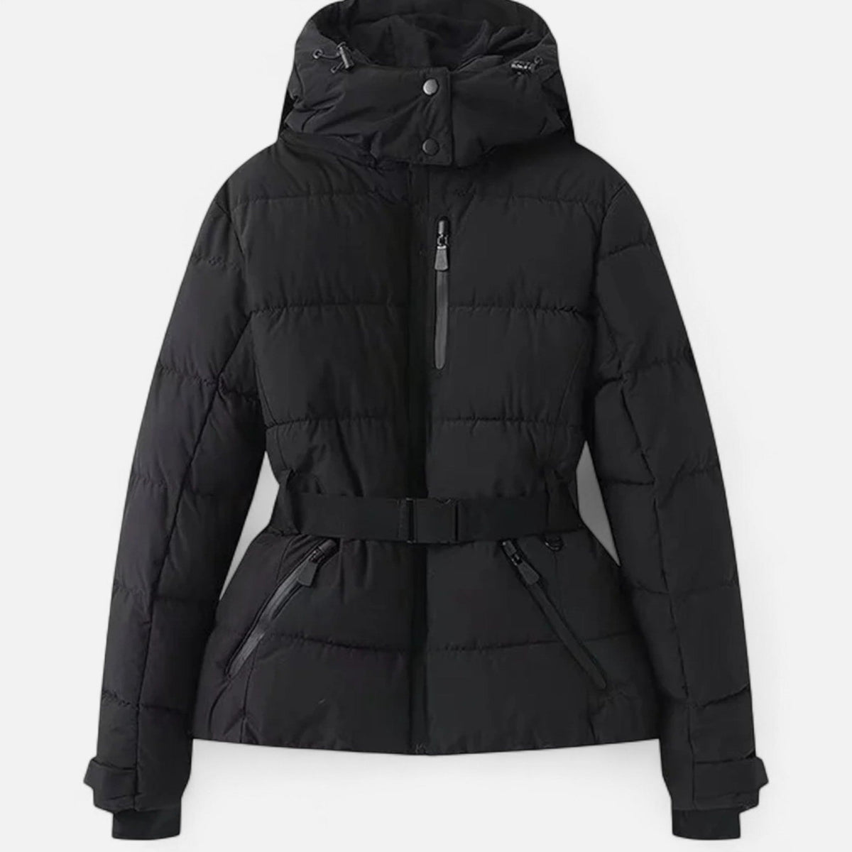 Women's Gloss-Quilt Hooded Ski Jacket