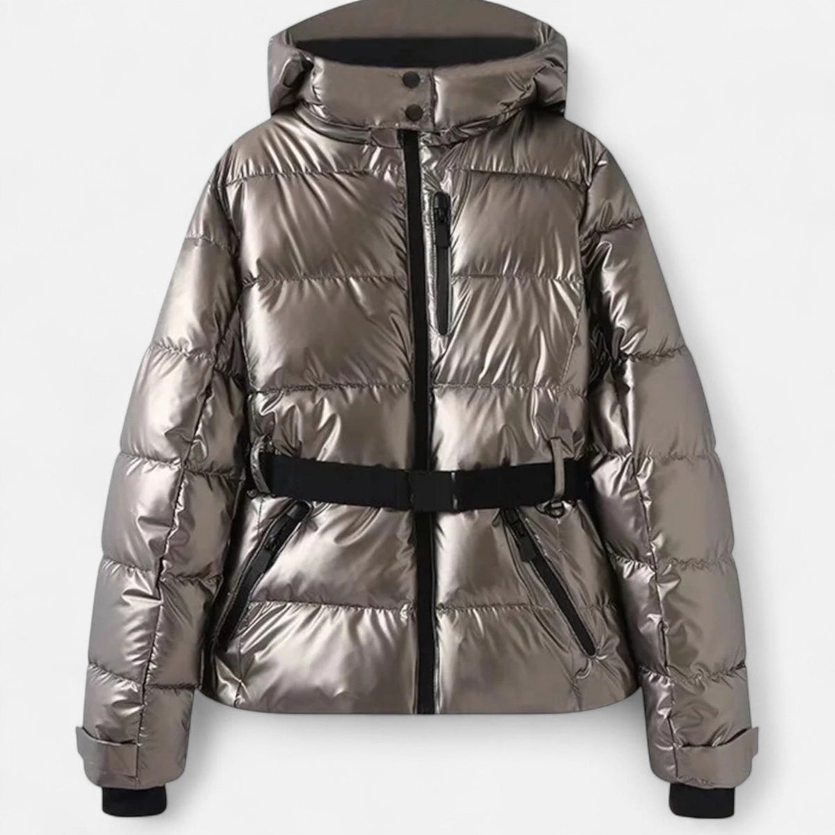 Women's Gloss-Quilt Hooded Ski Jacket