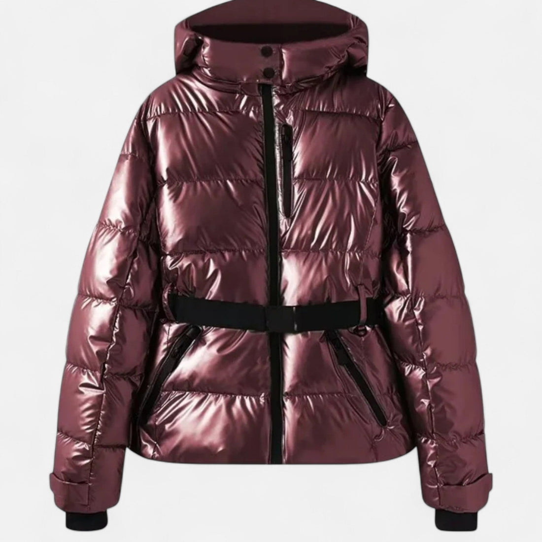Women's Gloss-Quilt Hooded Ski Jacket