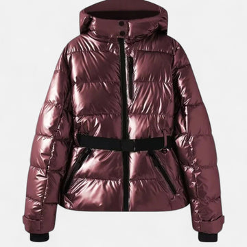 Women's Gloss-Quilt Hooded Ski Jacket