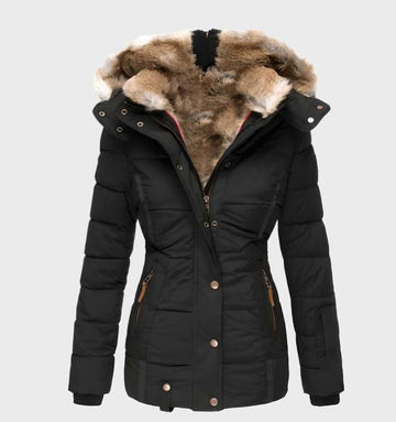 Slim Fit Ladies Winter Jacket with Hood - Aurora-Black-S-Nora Luxe