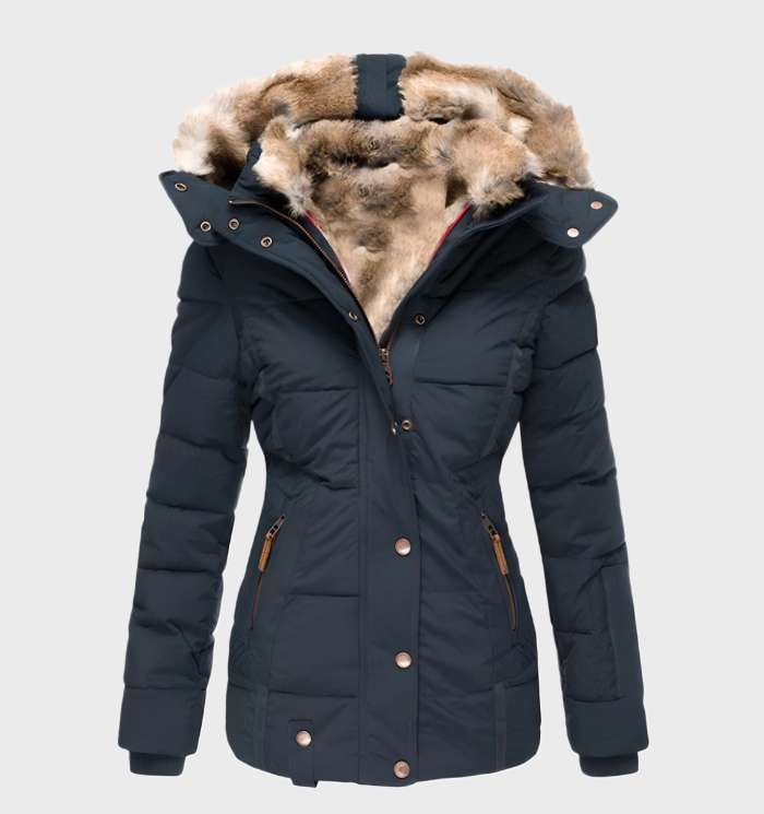 Slim Fit Ladies Winter Jacket with Hood - Aurora-Black-S-Nora Luxe