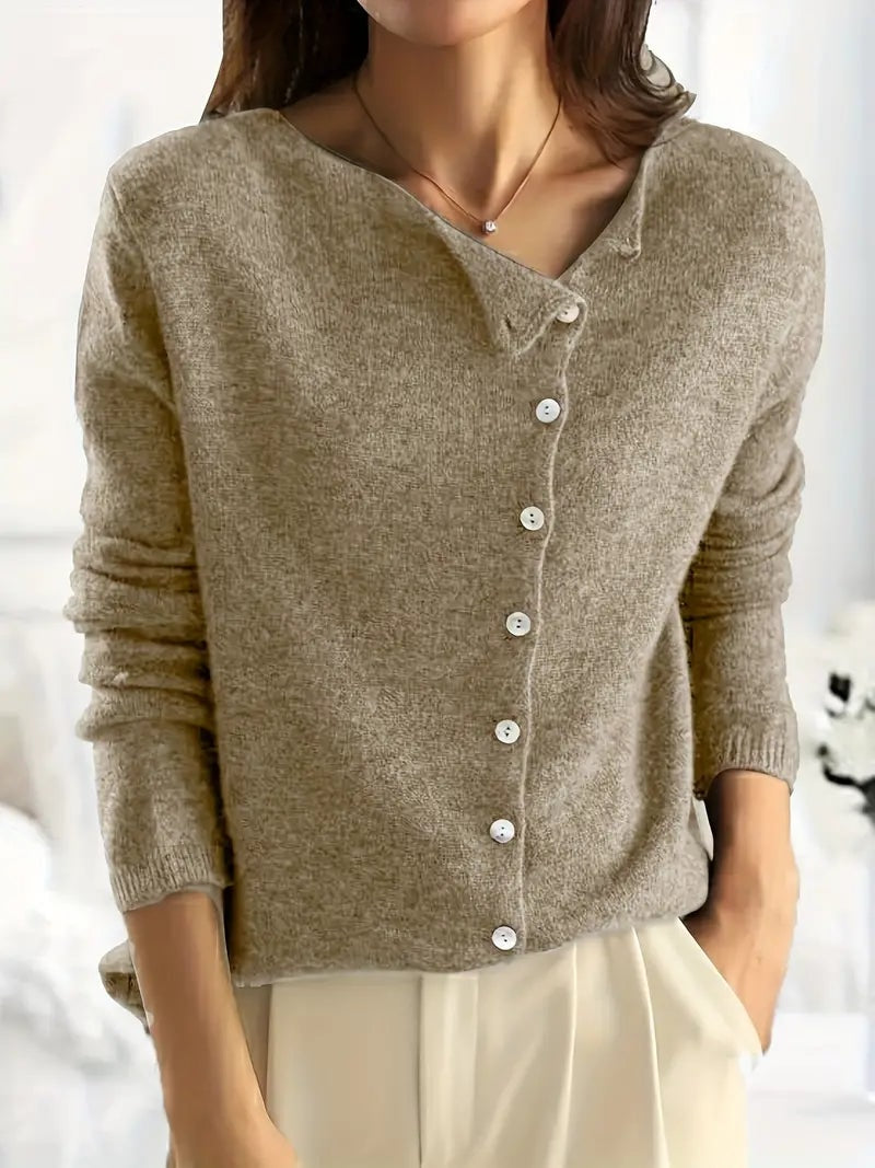 Smooth Asymmetrical Vest with Button Closure - Sienna-Dark Gray-S-Nora Luxe