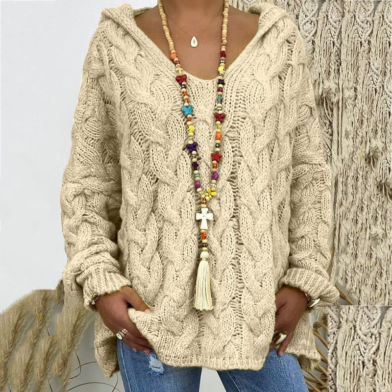 Timeless Cable Knit Sweater for Women - Maelle-Beige-S-Nora Luxe