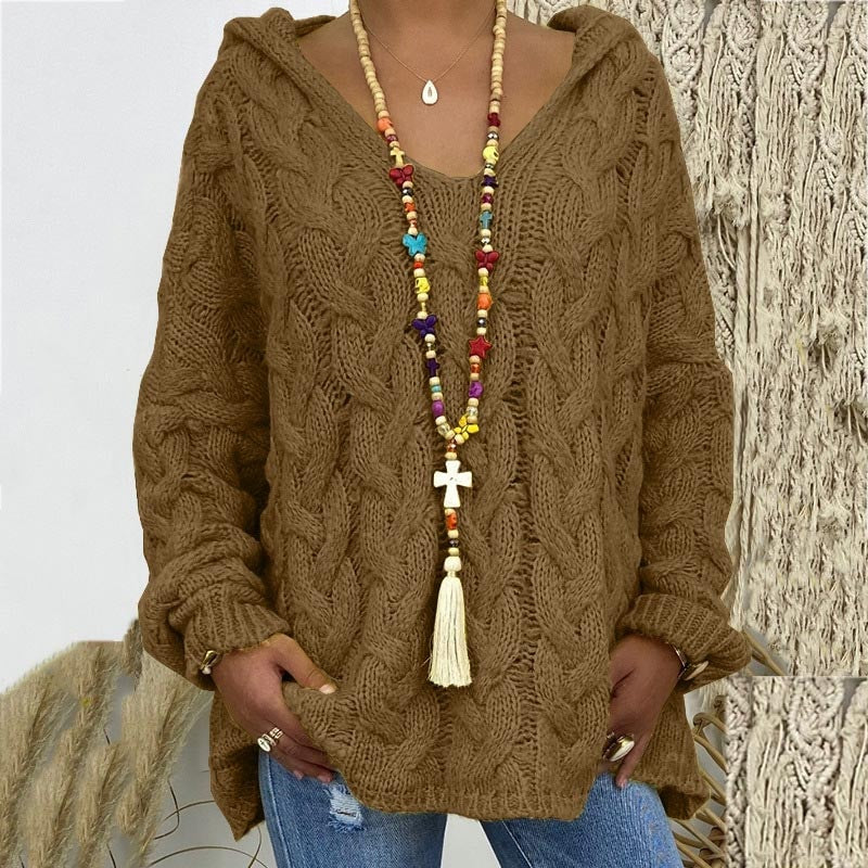 Timeless Cable Knit Sweater for Women - Maelle-Coffee-S-Nora Luxe