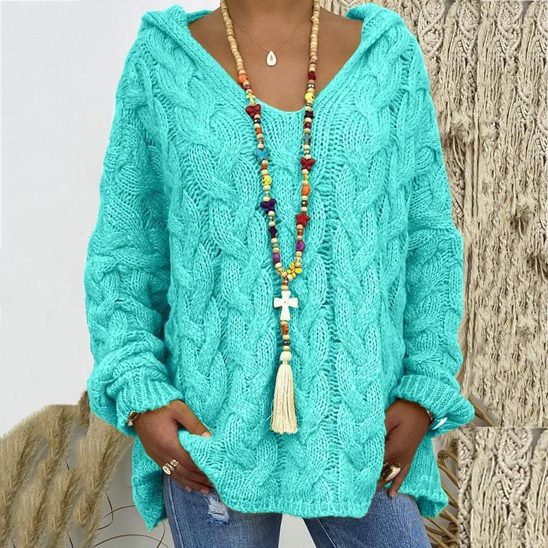 Timeless Cable Knit Sweater for Women - Maelle-Sky blue-S-Nora Luxe