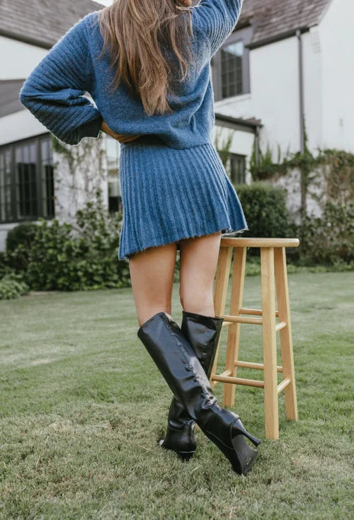 Trendy Pleated Sweater and Skirt Set - Isabella