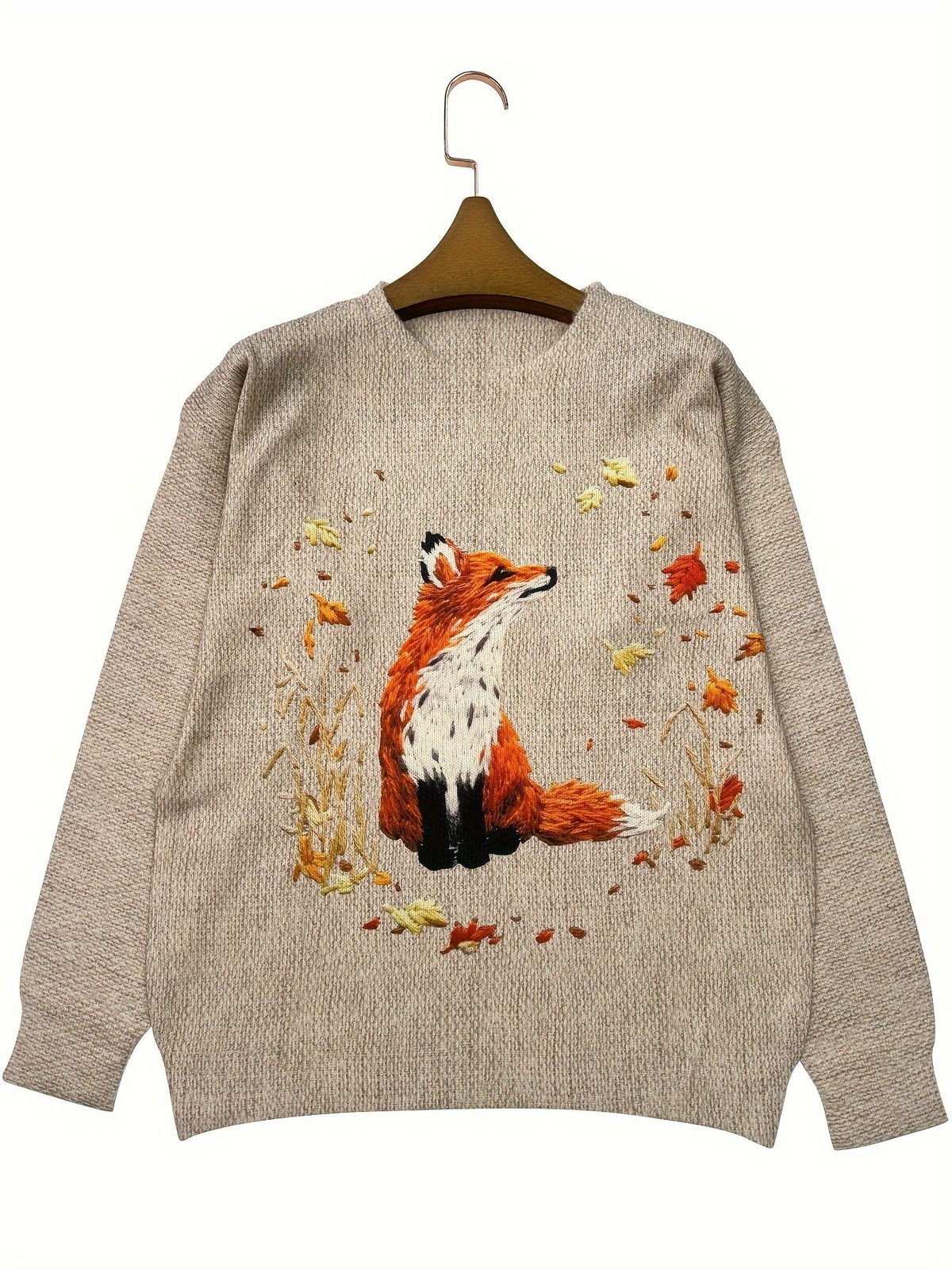 Trendy Sweater with Fox Print - Elisanne-S-Nora Luxe