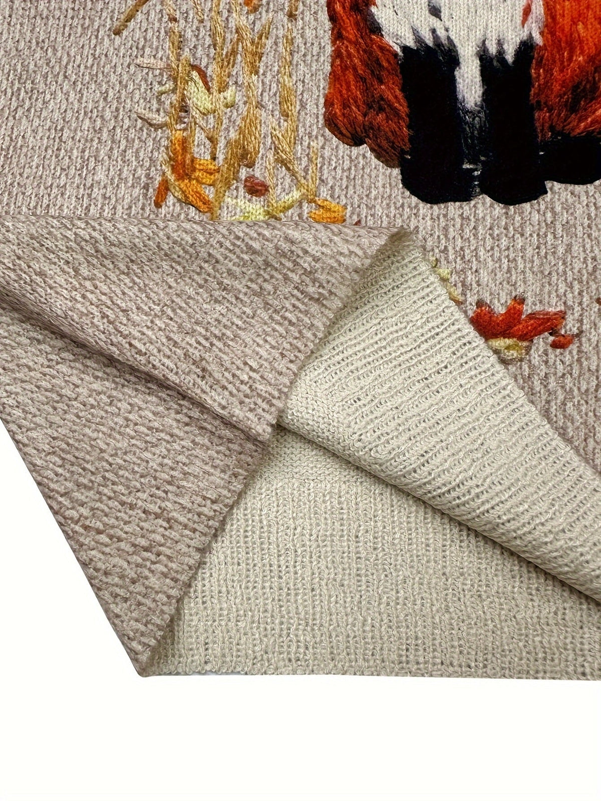 Trendy Sweater with Fox Print - Elisanne-S-Nora Luxe