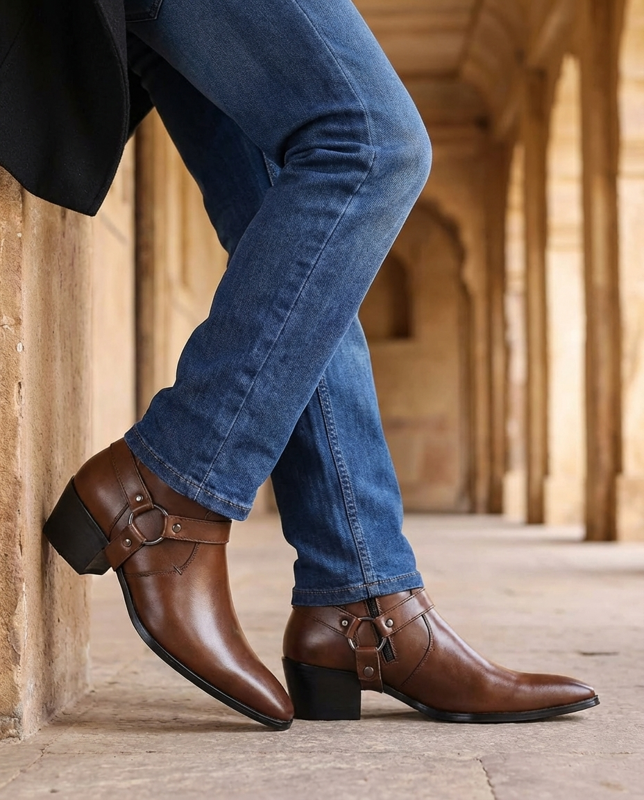Jace | Men's Leather Harness Ankle Boots