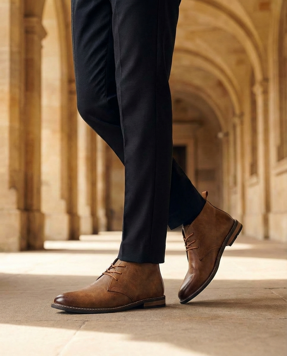 Ezra | Men's Faux Leather Chukka Boots