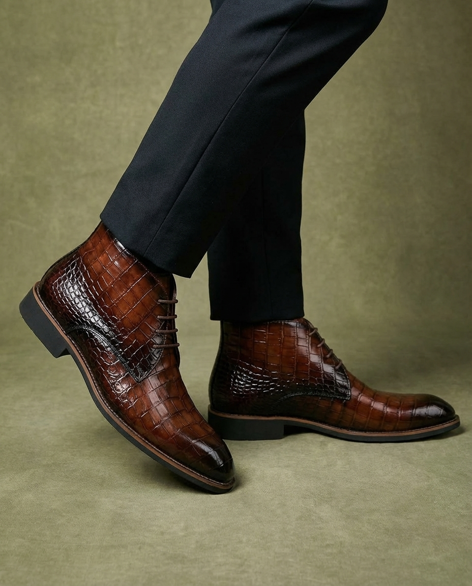 Shane | Men's Crocodile Print Leather Chukka Boots