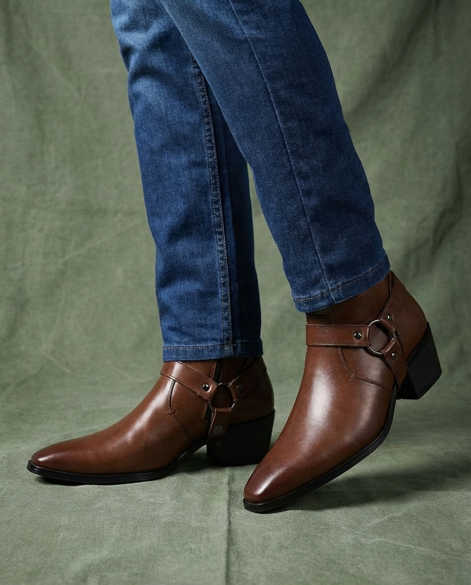 Jace | Men's Leather Harness Ankle Boots