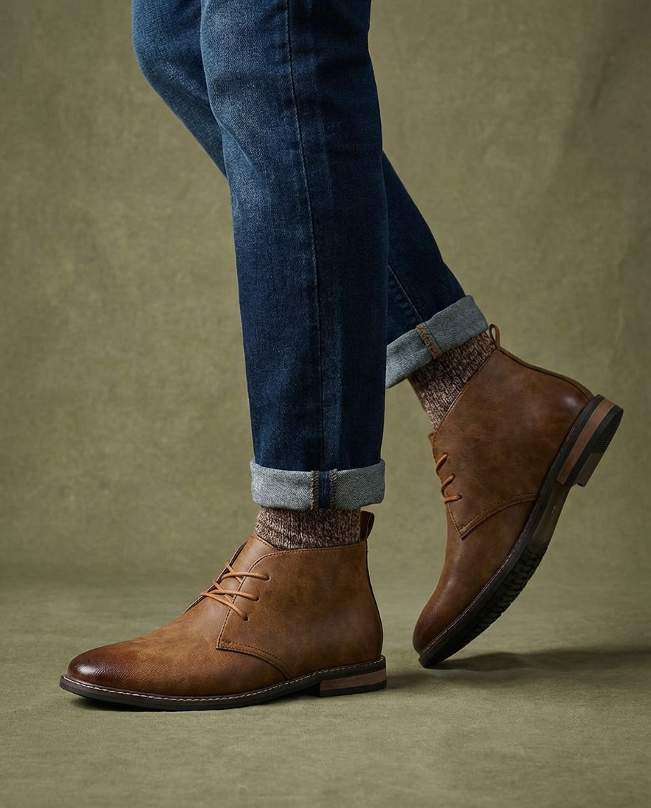 Ezra | Men's Faux Leather Chukka Boots