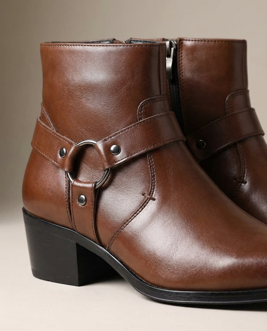 Jace | Men's Leather Harness Ankle Boots