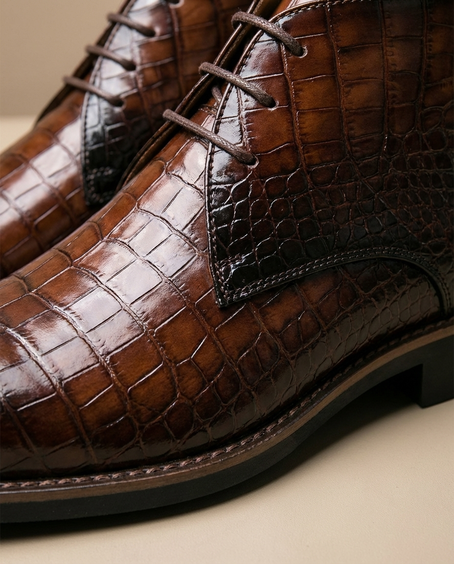 Shane | Men's Crocodile Print Leather Chukka Boots