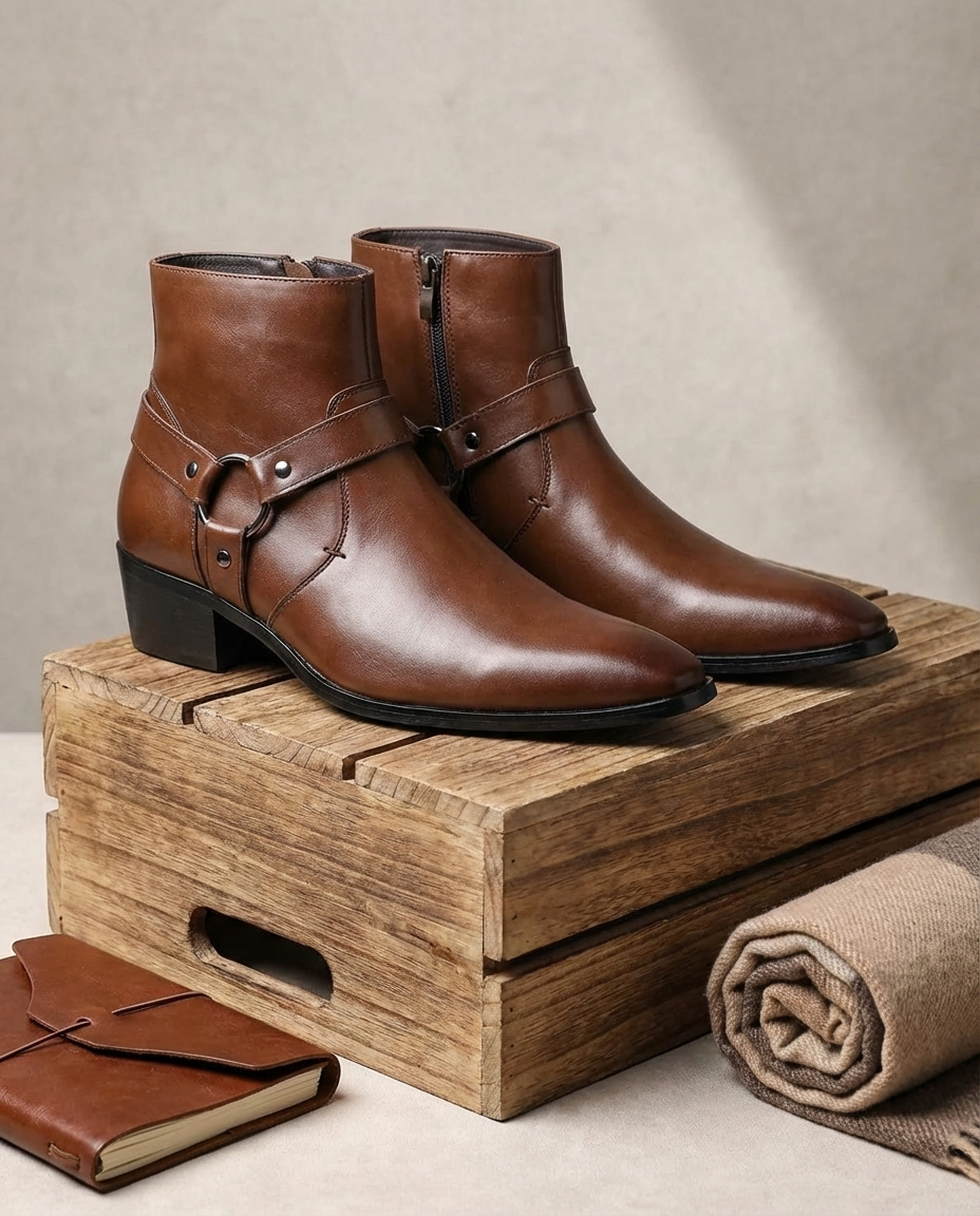 Jace | Men's Leather Harness Ankle Boots
