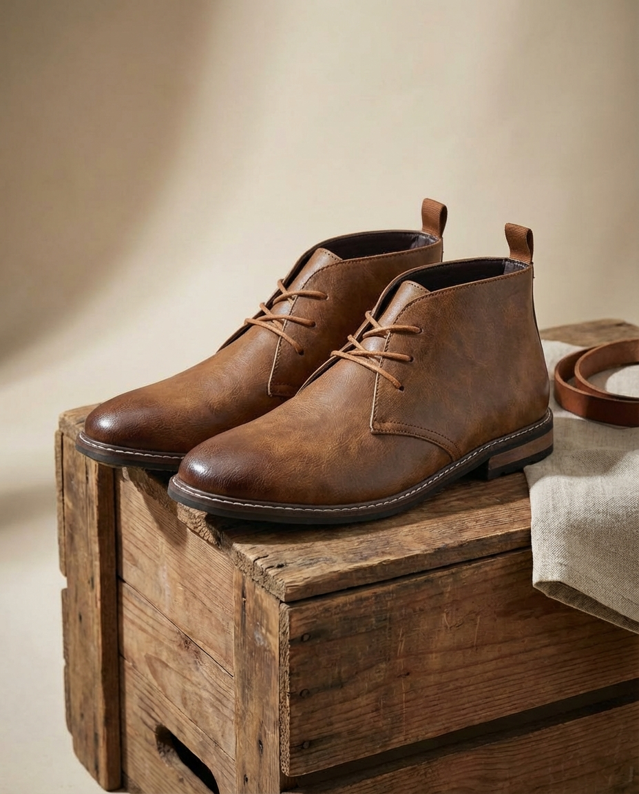 Ezra | Men's Faux Leather Chukka Boots