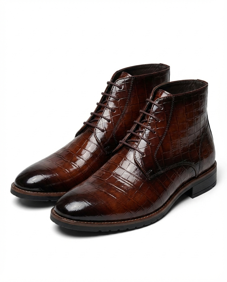 Shane | Men's Crocodile Print Leather Chukka Boots