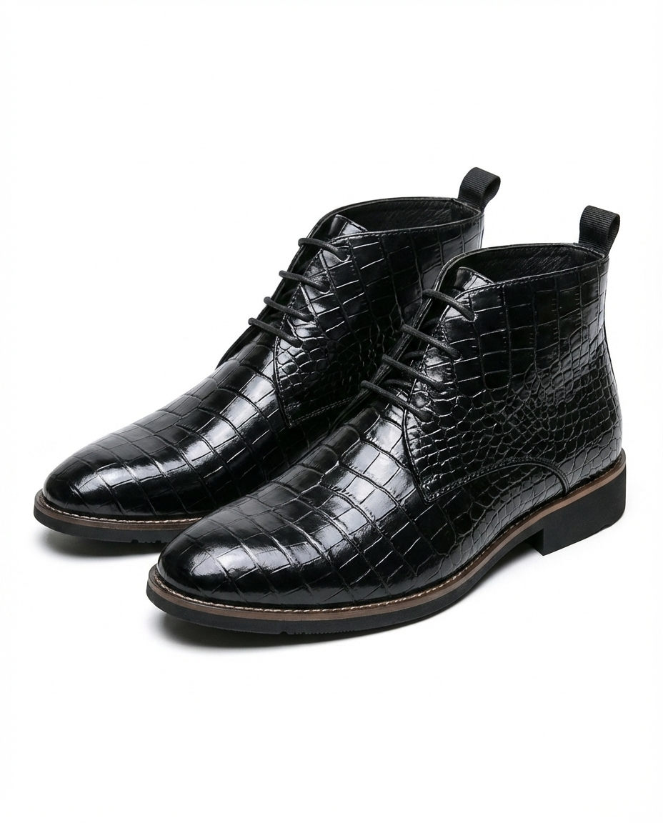 Shane | Men's Crocodile Print Leather Chukka Boots